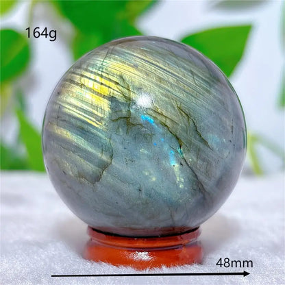 Labradorite Sphere Ball Crystal Natural Stone Quartz Home Decoration Minerals Reiki Craft Gemstone Energy Healing Love +Stand