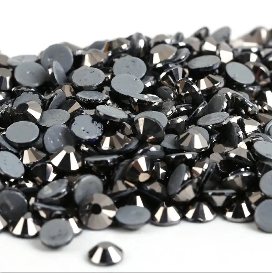 All sizes Jet Hematite DMC Iron On Rhinestones/Flat Back Nail art Hot fix Crystal Rhinestones Strass Sewing & Fabric Garment