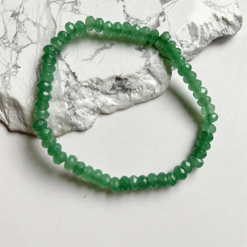 Pulsera de aventurina verde con facetas de 4 x 6 mm, rara, joyería de piedra natural vintage, elegante y exquisita cadena de cuentas para mujer, estilo bohemio