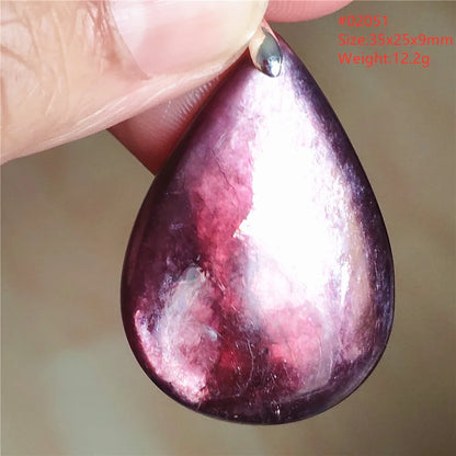 Natural Purple Lepidolite Quartz Tourmaline Mica Pendant Flash Woman Men Heart Love Fashion Jewelry AAAAAA