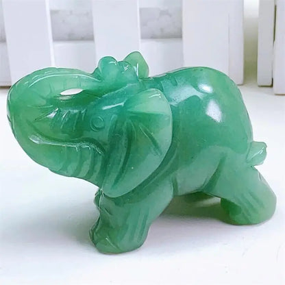 3 polegadas Natural Verde Aventurina Elefante Cristal Escultura Artesanato Bonito Animal Moda Decoração de Casa Presente de Aniversário 1pcs