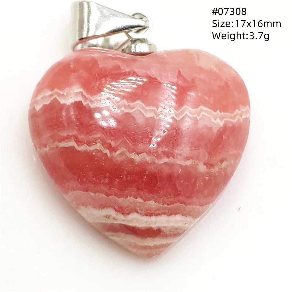 Natural Red Rhodochrosite Pendant Jewelry Rose Rhodochrosite Heart Love Women Men Gemstone Jewelry Fashion Necklace Gift AAAAAA