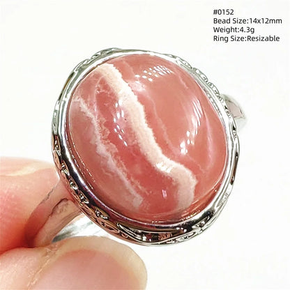 Natural Rose Rhodochrosite Ring Adjustable Ring Jewelry Woman Men Love Red Rhodochrosite Bead Healing Stone AAAAAA