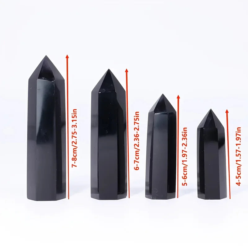 Natural obsidian crystal column pure and only black crystal desktop/fish tank decoration best gift for friends on Halloween