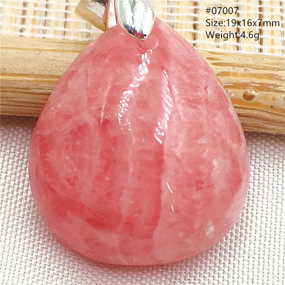 Natural Rose Rhodochrosite Pendant Heart Red Rhodochrosite Love Bead Pendant Necklace Women Rare Rose Necklace AAAAA