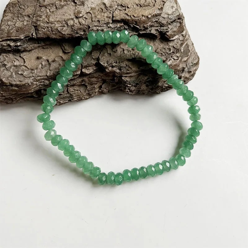 Pulsera de aventurina verde con facetas de 4 x 6 mm, rara, joyería de piedra natural vintage, elegante y exquisita cadena de cuentas para mujer, estilo bohemio