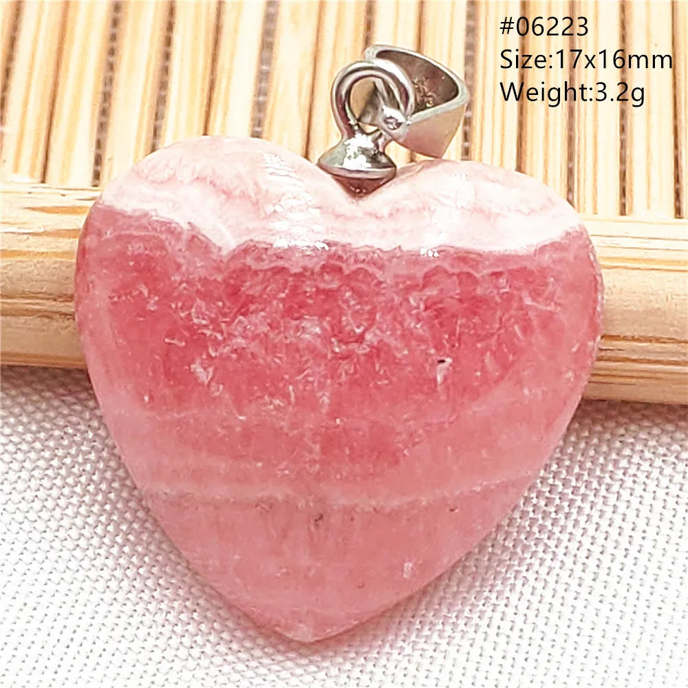 Natural Red Argentina Rhodochrosite Pendant Necklace Rose Rhodochrosite Heart Pendant Women Men Necklace AAAAA