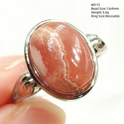 Natural Rose Rhodochrosite Ring Adjustable Ring Jewelry Woman Men Love Red Rhodochrosite Bead Healing Stone AAAAAA