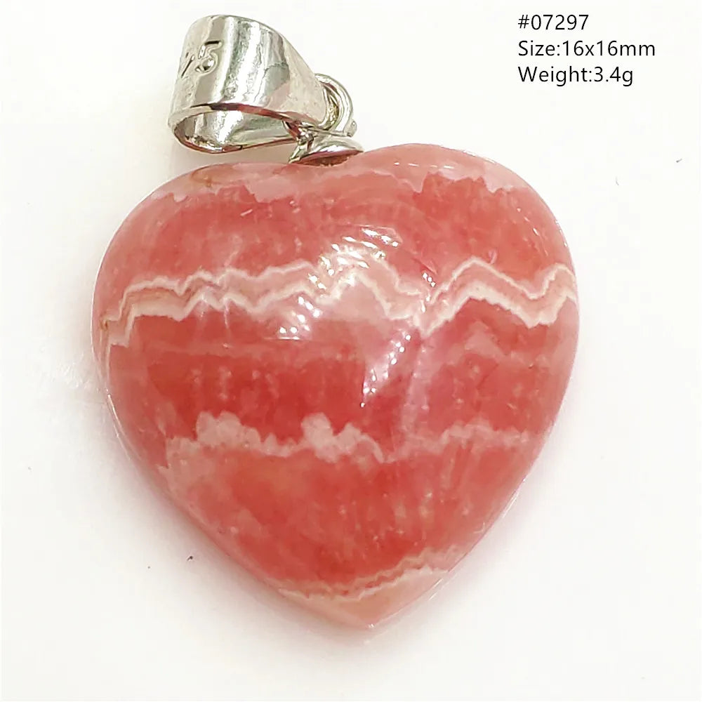 Natural Red Argentina Rhodochrosite Pendant Necklace Rose Rhodochrosite Heart Pendant Women Men Necklace AAAAA