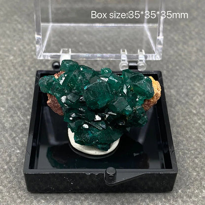 100% natural  Congo dioptase raw stone mineral specimen healing crystal gem collection +Box size：35*35*35 mm