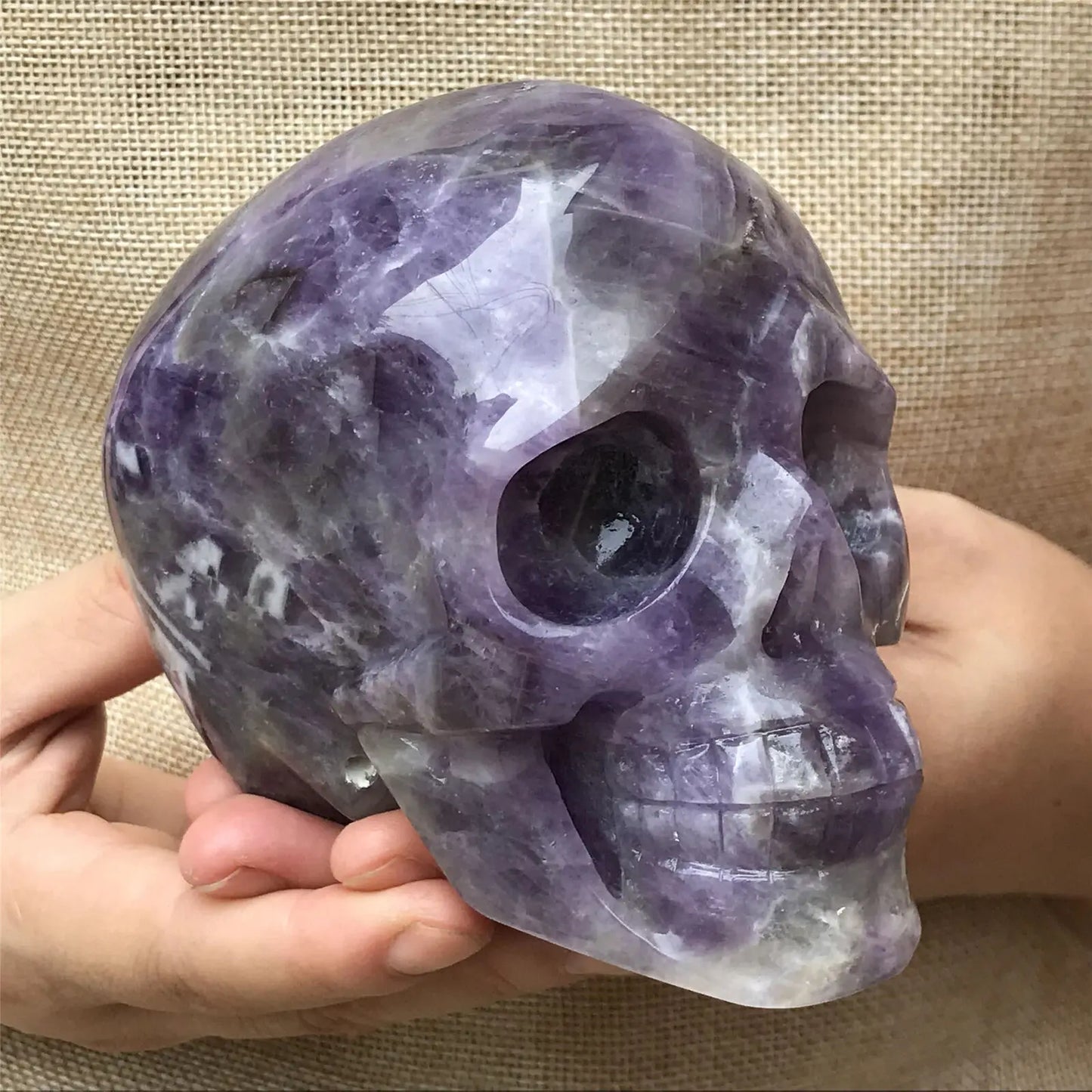 Natural Dreamy Amethyst Energy Crystal Skull Specimen Reiki Healing Gift Room Decoration