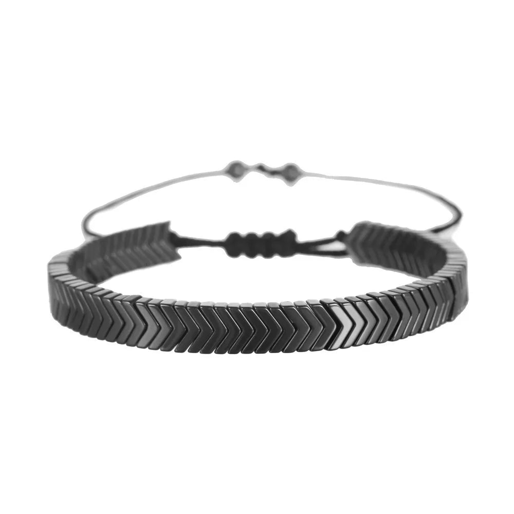 Pulsera de cuentas de piedra de hematita negra con 7 estilos de abalorios, joyería para hombres, pulsera tejida magnética para el cuidado de la salud para mujeres, regalo