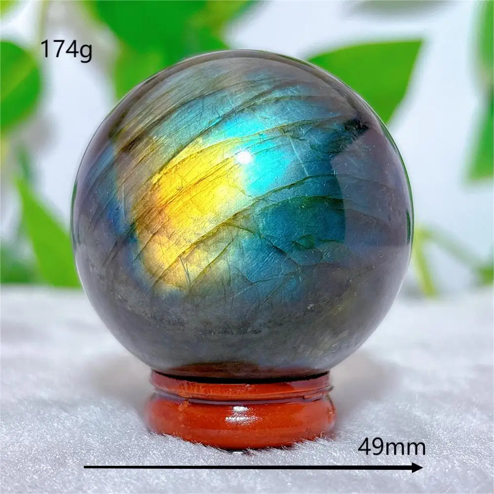 Labradorite Sphere Ball Crystal Natural Stone Quartz Home Decoration Minerals Reiki Craft Gemstone Energy Healing Love +Stand