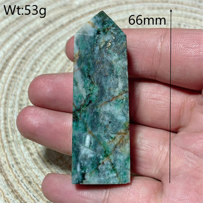 Natural Crystal Dioptase Tower Pyrite Healing Wholesale Gemstone Energy Polished Obelisk Precious Gift