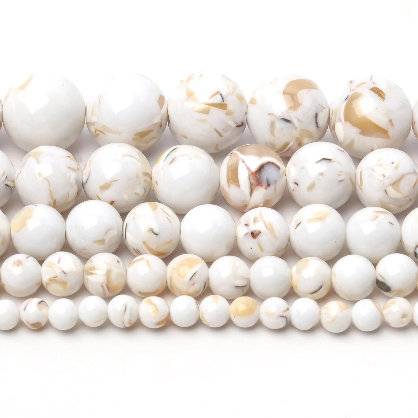 Wholesale AA White Natural Shell Howlite Turquoise Bead Trochus Round Smooth Loose Beads For Jewelry Making Diy Bracelets 15''