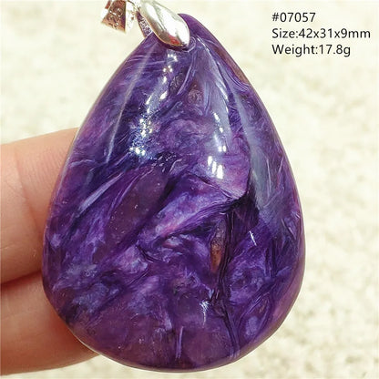 Natural Purple Charoite Water Drop Gemstone Pendant Women Men Charoite Bead Best Necklace Jewelry 925 Sterling Silver AAAAAA