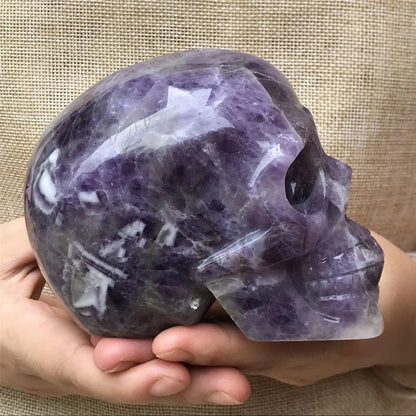 Natural Dreamy Amethyst Energy Crystal Skull Specimen Reiki Healing Gift Room Decoration