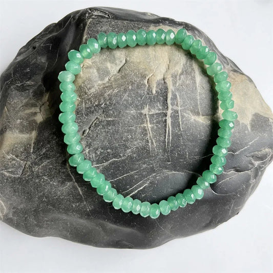 Pulseira rara de aventurina verde grama facetada 4*6mm, joia vintage de pedra natural, elegante, requintada, corrente de mão com contas, feminina, boho