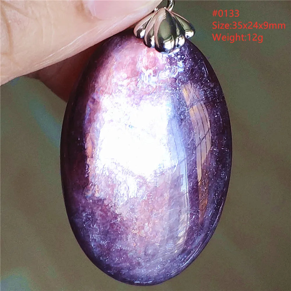 Natural Purple Lepidolite Quartz Tourmaline Mica Pendant Flash Woman Men Heart Love Fashion Jewelry AAAAAA