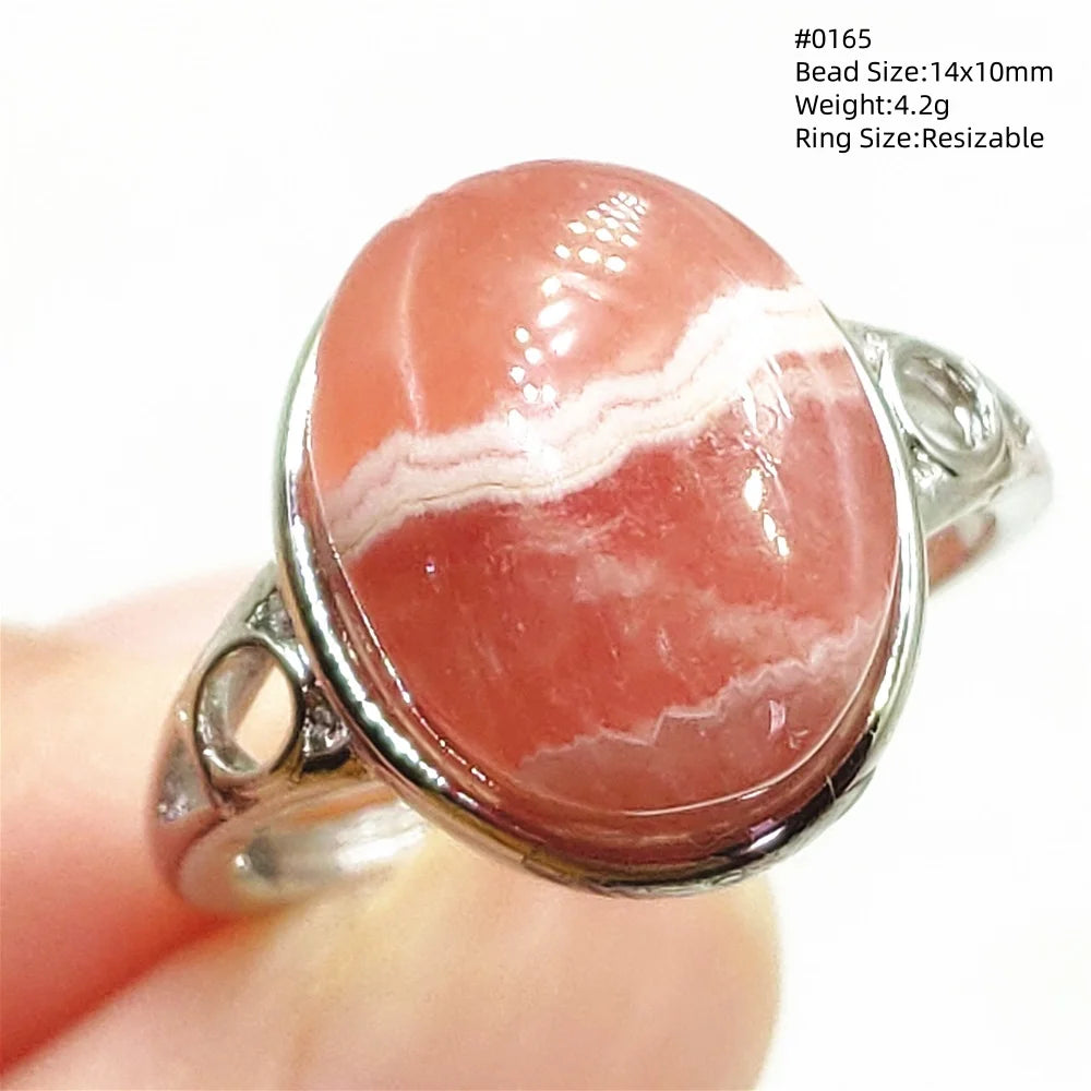 Natural Rose Rhodochrosite Ring Adjustable Ring Jewelry Woman Men Love Red Rhodochrosite Bead Healing Stone AAAAAA