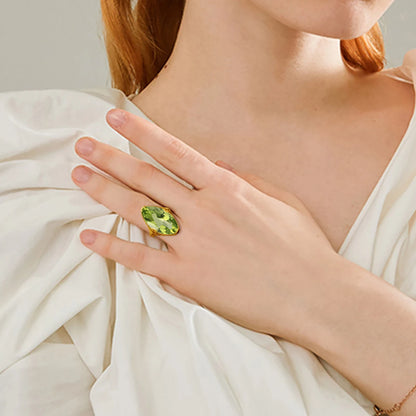 14*26mm Marquise Stone Olive Peridot Ring Gold For Women Trend Luxury Jewelry Birthstone Gems Unique Handmade Gift Female Sale