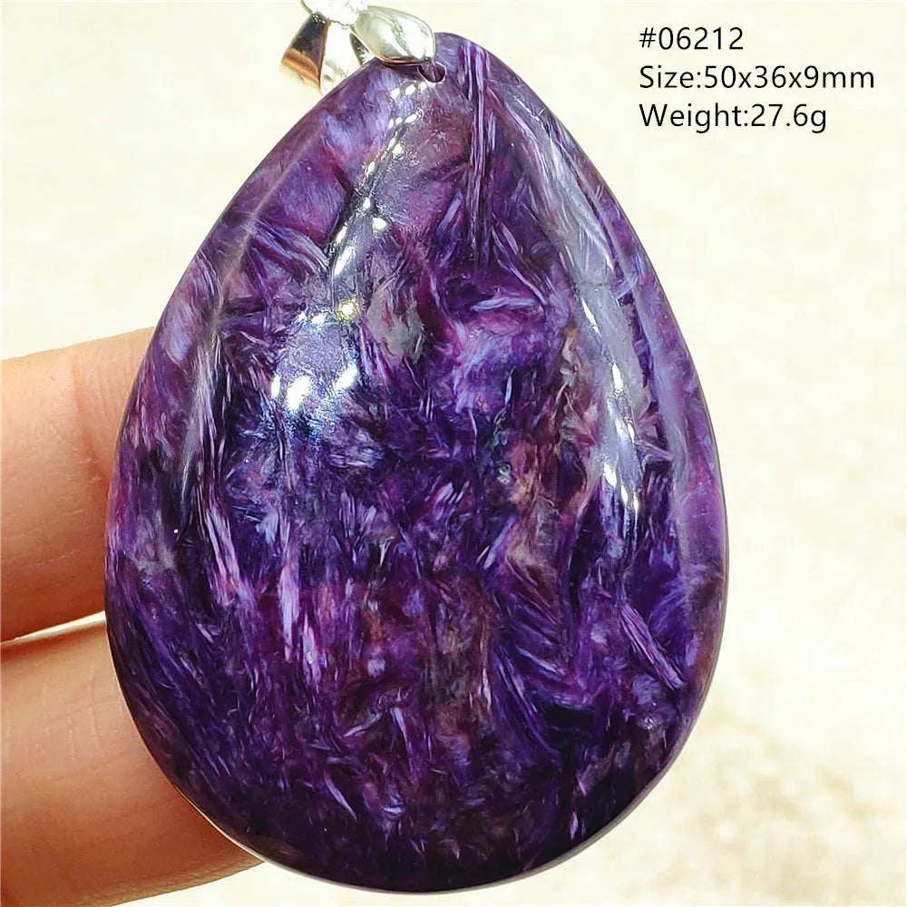 Natural Purple Charoite Water Drop Gemstone Pendant Women Men Charoite Bead Best Necklace Jewelry 925 Sterling Silver AAAAAA