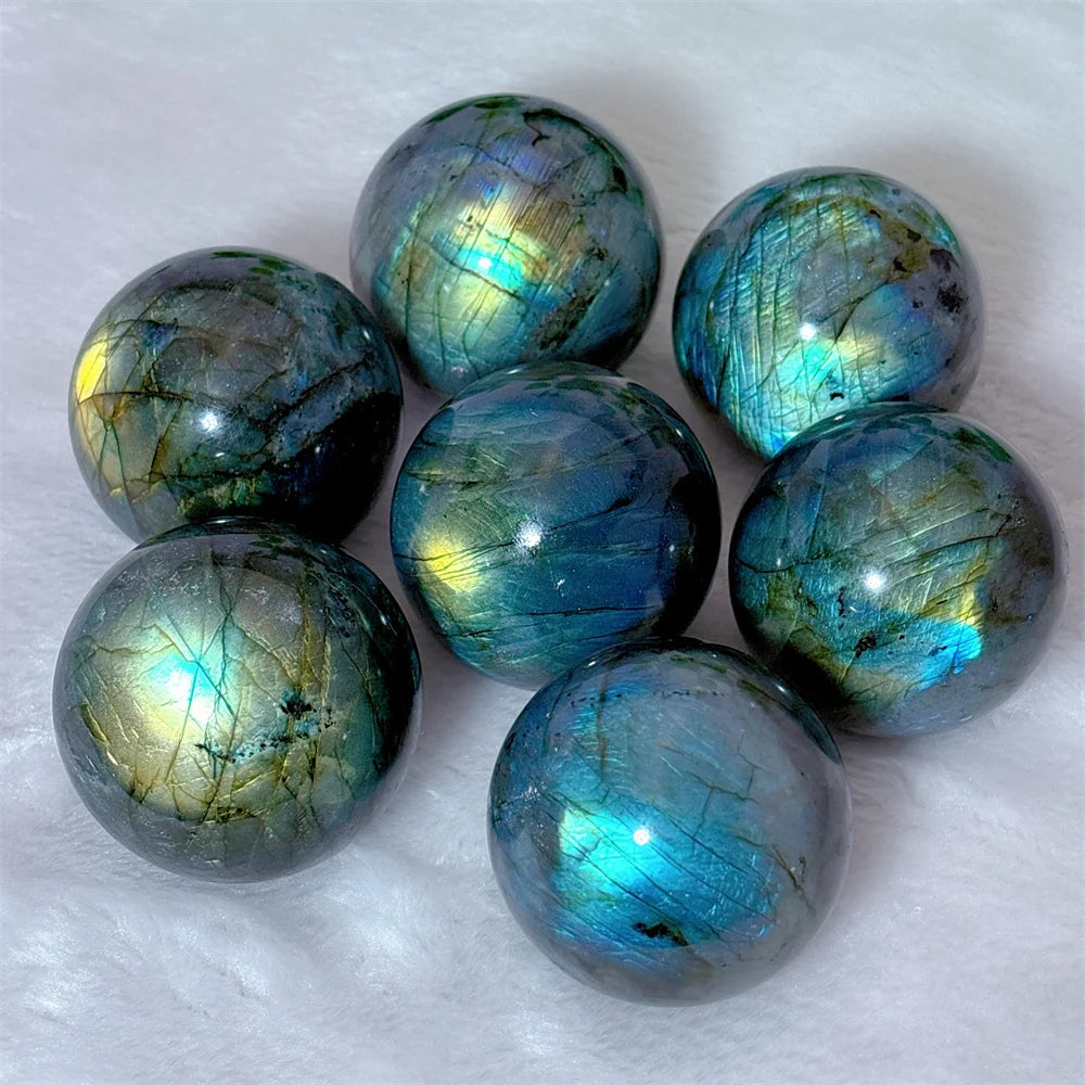 Labradorite Sphere Ball Crystal Natural Stone Quartz Home Decoration Minerals Reiki Craft Gemstone Energy Healing Love +Stand