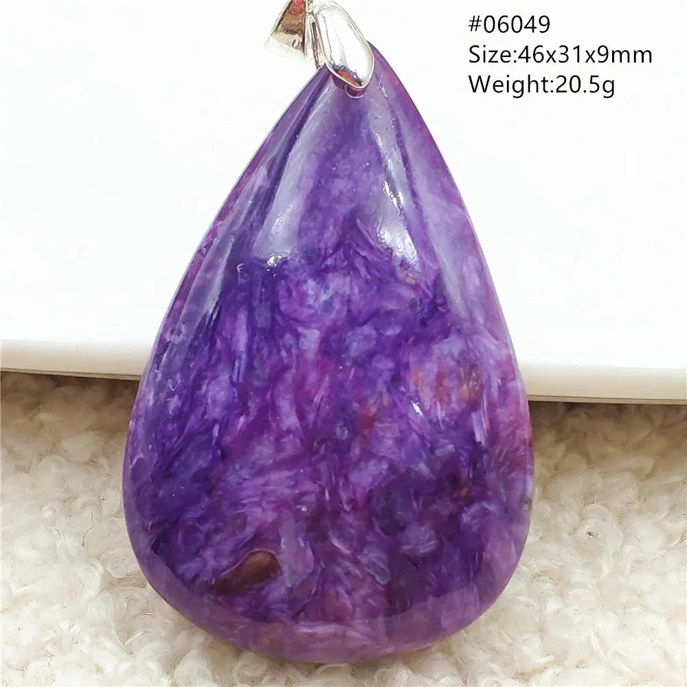 Natural Purple Charoite Water Drop Gemstone Pendant Women Men Charoite Bead Best Necklace Jewelry 925 Sterling Silver AAAAAA