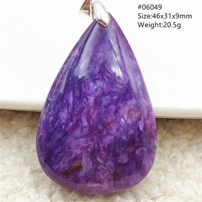 Natural Purple Charoite Water Drop Gemstone Pendant Women Men Charoite Bead Best Necklace Jewelry 925 Sterling Silver AAAAAA