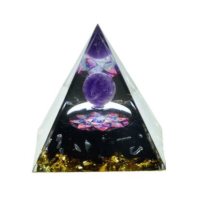 Natural Crystal Energy Generator Pyramid Peridot Amethyst Reiki Healing Crystal Chakra Resin Pyramid Meditation Tool Room Decor