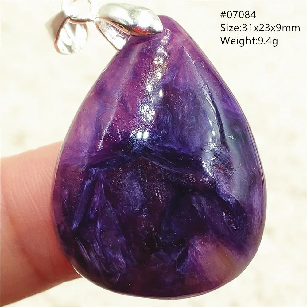 Natural Purple Charoite Water Drop Gemstone Pendant Women Men Charoite Bead Best Necklace Jewelry 925 Sterling Silver AAAAAA