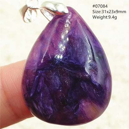 Natural Purple Charoite Water Drop Gemstone Pendant Women Men Charoite Bead Best Necklace Jewelry 925 Sterling Silver AAAAAA