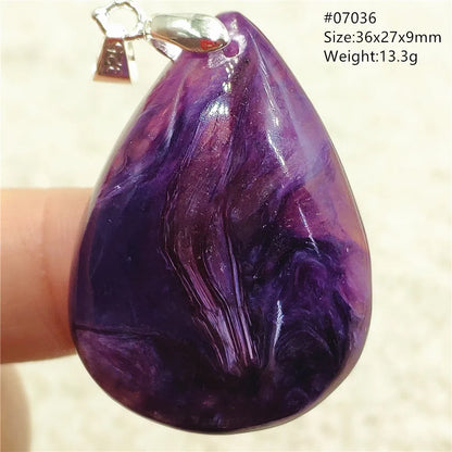 Natural Purple Charoite Pendant Necklace Jewelry Women 925 Sterling Silver Rare Gift Charoite Bead AAAAA