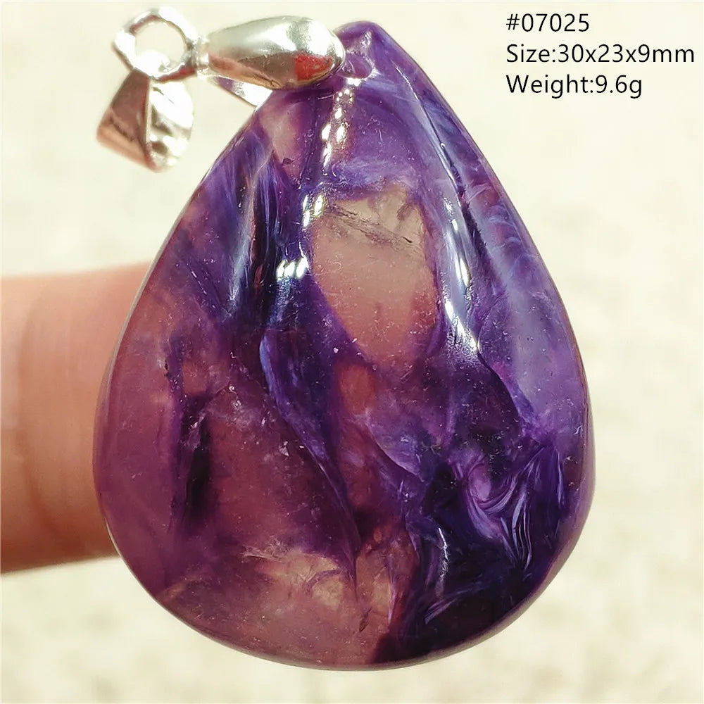 Natural Purple Charoite Pendant Necklace Jewelry Women 925 Sterling Silver Rare Gift Charoite Bead AAAAA