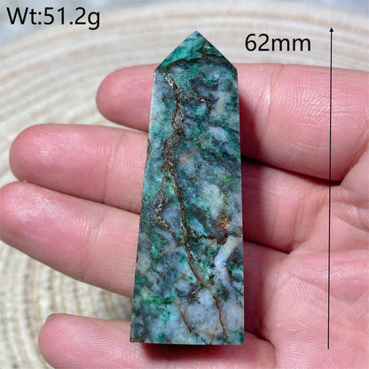 Natural Crystal Dioptase Tower Pyrite Healing Wholesale Gemstone Energy Polished Obelisk Precious Gift