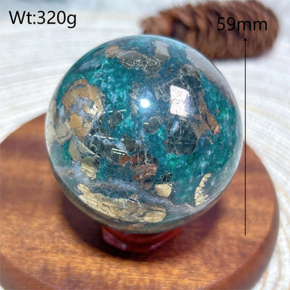 Natural Crystals Dioptase Pyrite Sphere Balls Polished Room Decor Energy Gift Mineral Ore Stone