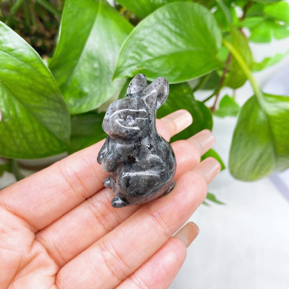 Amethyst, Quartz & Agate Rabbit Carving – Healing Gem Décor