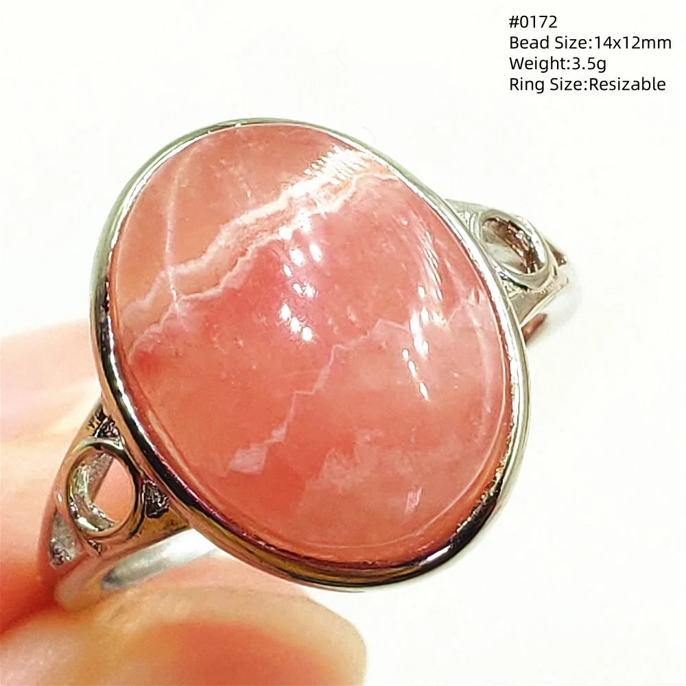 Natural Rose Rhodochrosite Ring Adjustable Ring Jewelry Woman Men Love Red Rhodochrosite Bead Healing Stone AAAAAA