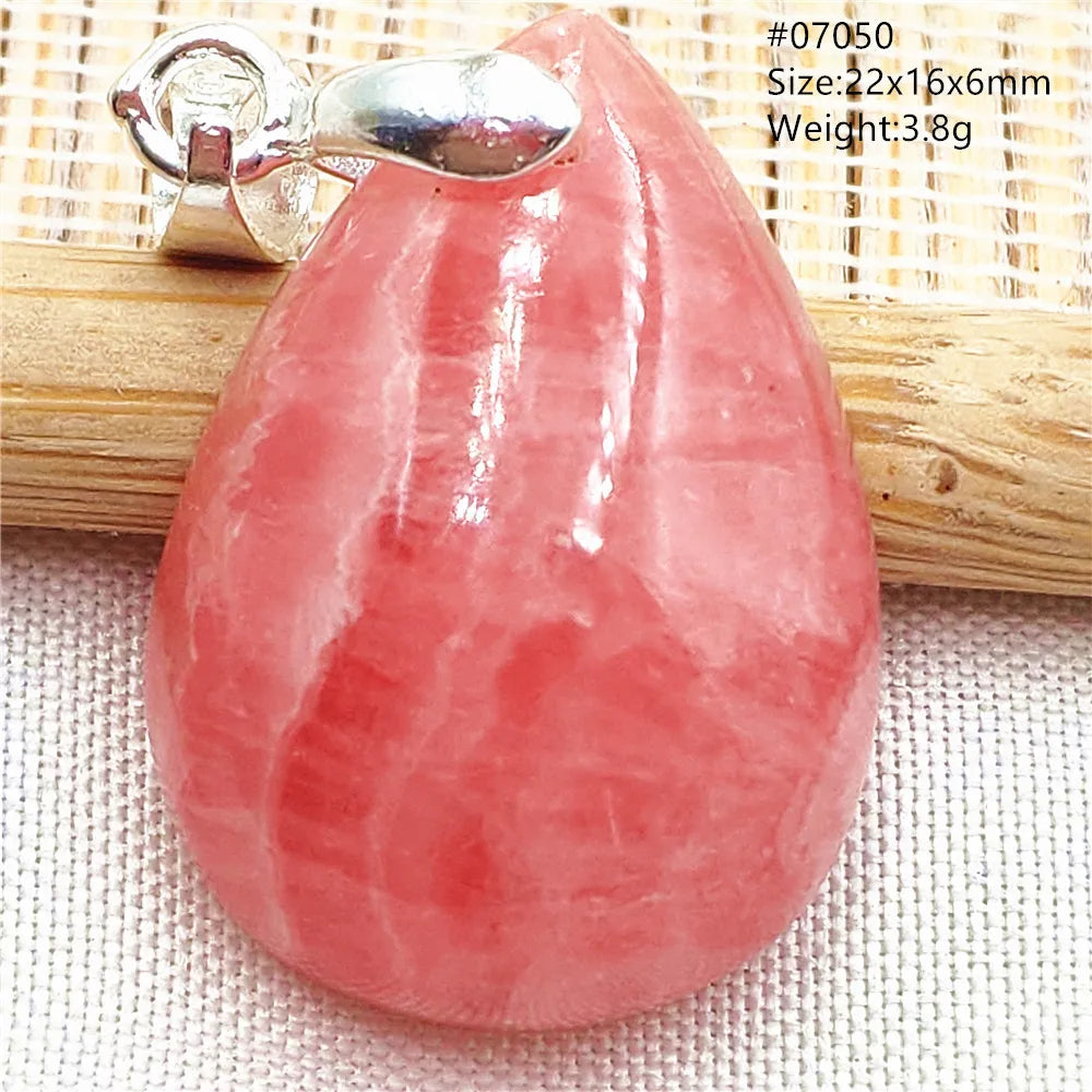 Natural Red Argentina Rhodochrosite Pendant Necklace Rose Rhodochrosite Heart Pendant Women Men Necklace AAAAA