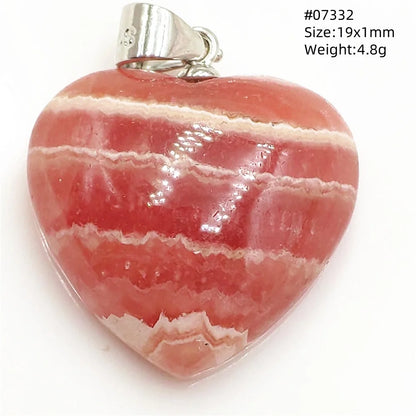 Natural Red Rhodochrosite Pendant Jewelry Rose Rhodochrosite Heart Love Women Men Gemstone Jewelry Fashion Necklace Gift AAAAAA