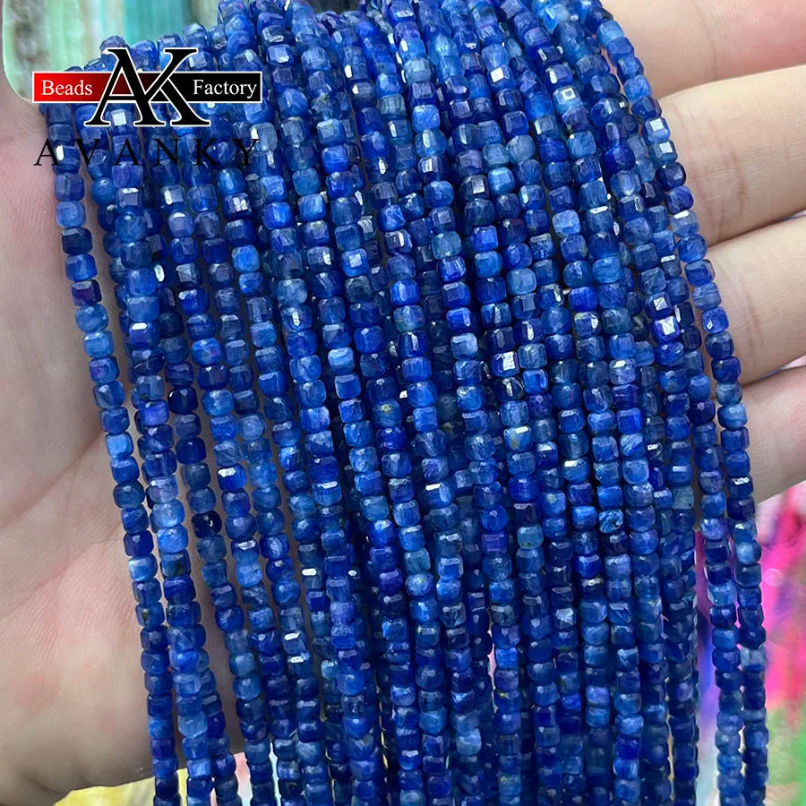 Natural Crystal Kyanite Stone Handmade Faceted Cube Loose Beads For DIY Jewelry Making Bracelet Necklace 15Ã¢â‚¬Å“ 3mm