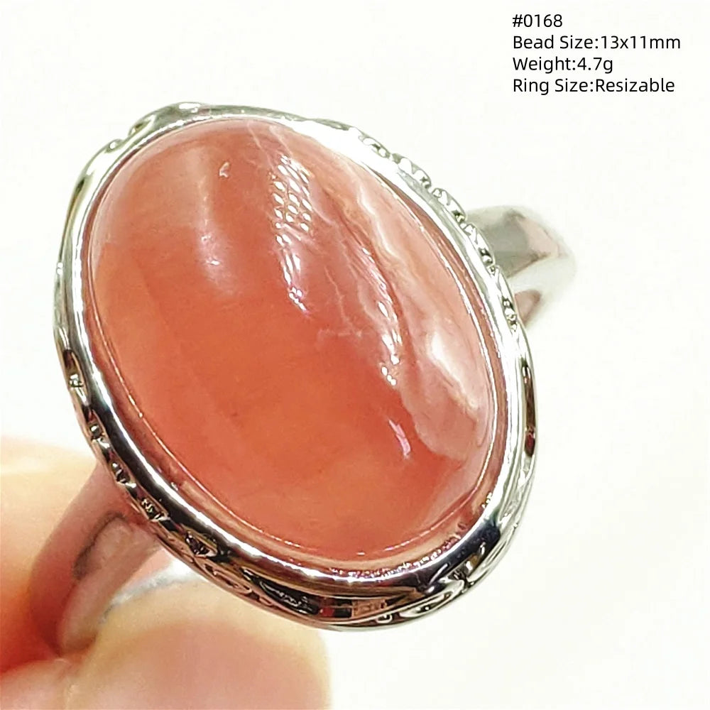 Natural Rose Rhodochrosite Ring Adjustable Ring Jewelry Woman Men Love Red Rhodochrosite Bead Healing Stone AAAAAA