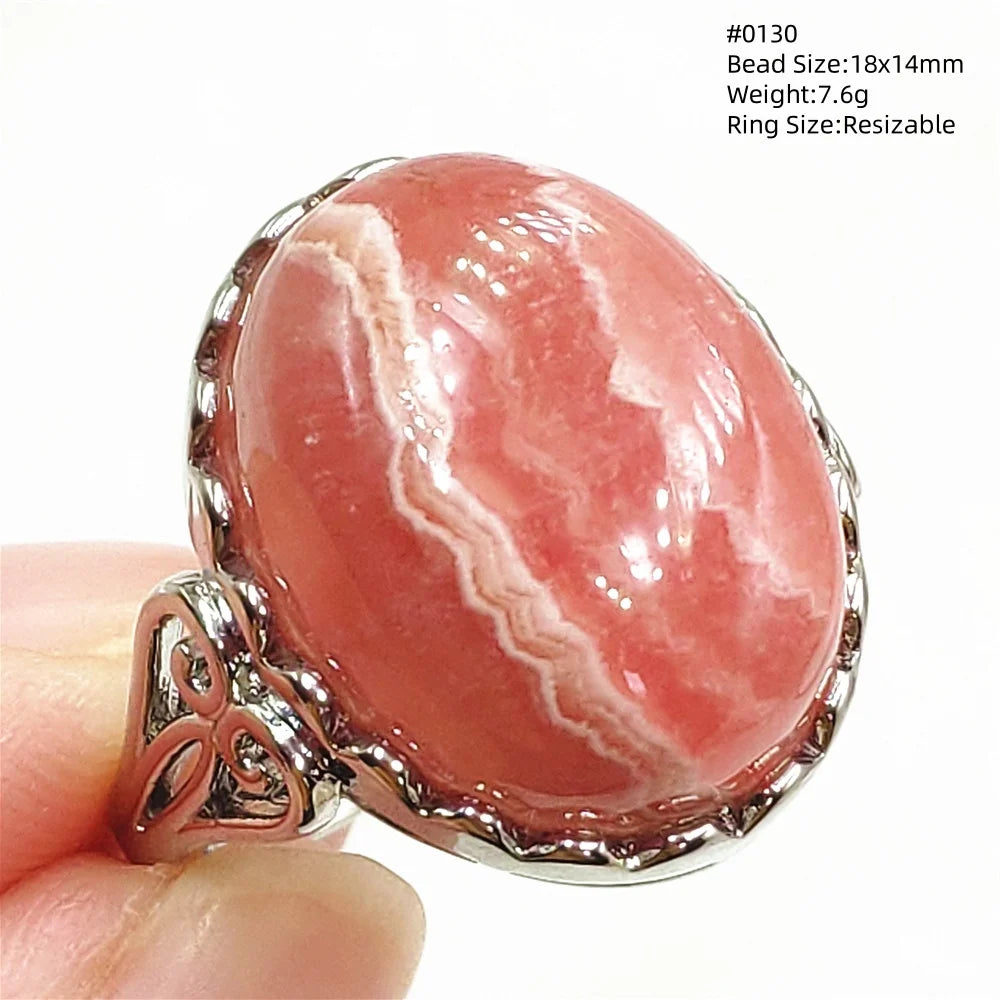 Natural Rose Rhodochrosite Ring Adjustable Ring Jewelry Woman Men Love Red Rhodochrosite Bead Healing Stone AAAAAA