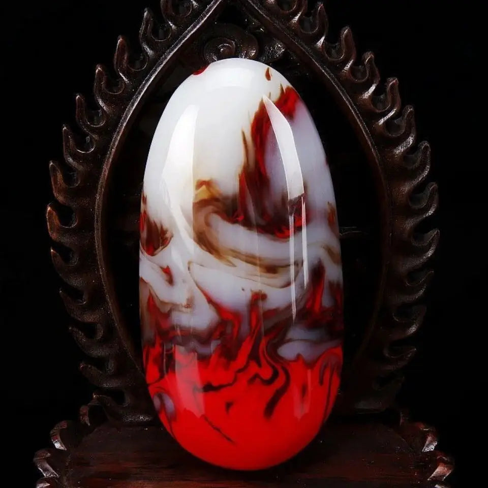 Natural Chicken Blood Stone Jade Hand Handle Piece Colorful Jade Hand Handle Piece Sheep Fat White Jade Seed Material Raw Stone