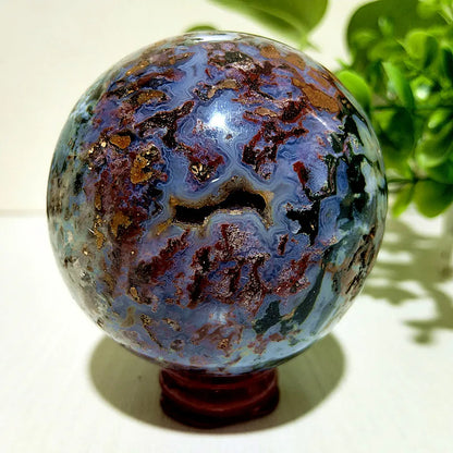 Natural Stone Pretty Ocean Jasper sphere Meditation Spirit Exorcism Feng Shui Crystal Ball Home Room Decoration Reiki Healing