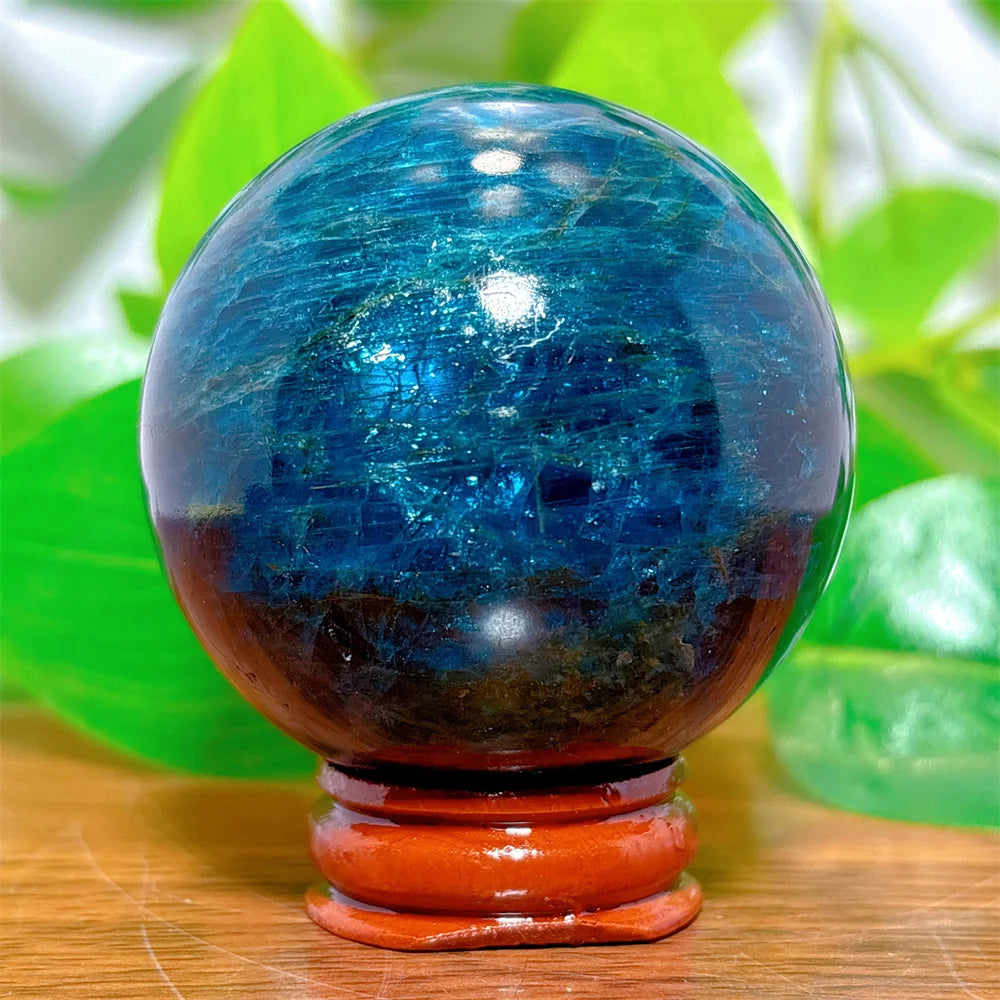 Esfera de Apatita Cristal Pedra de Quartzo Natural Decoração para Casa Minerais Reiki Artesanato Presentes Amor Energia Cura Meditação + Suporte