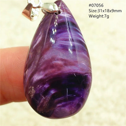 Natural Purple Charoite Water Drop Gemstone Pendant Women Men Charoite Bead Best Necklace Jewelry 925 Sterling Silver AAAAAA