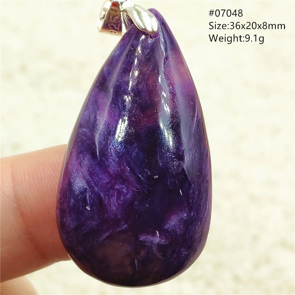 Natural Purple Charoite Pendant Necklace Jewelry Women 925 Sterling Silver Rare Gift Charoite Bead AAAAA