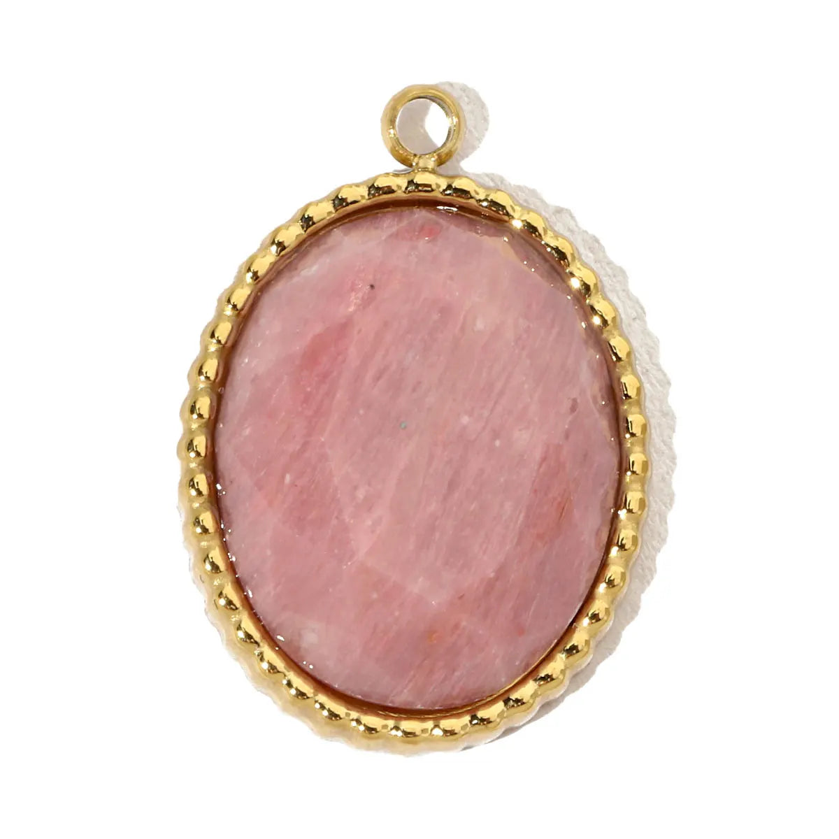 3pcs/Lot Luxury Oval Natural Stone Stainless Steel Diy Charms Women Flower Necklace Pendant Rhodochrosite Jewelry