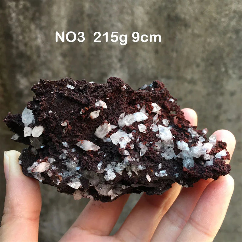 Unique Natural Crystal Quartz Specimen Raw Stone Hematite With Calcite Symbiont Cluster Home Room Decor Healing Crystals